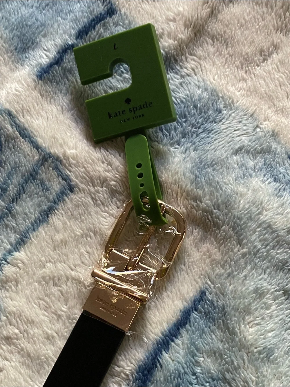 kate spade black and white reversible leather belt with gold buckle